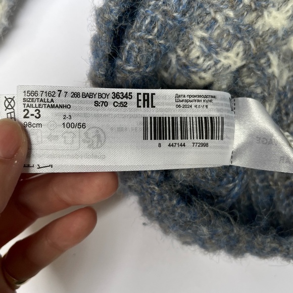 Mango Baby - Jacquard Knitted Sweater Blue - 2-3 years - Kids - Picture 9 of 14